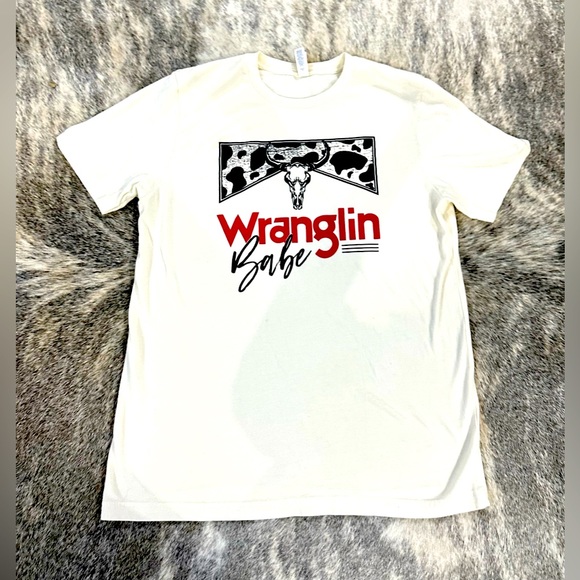 Bella Canvas Tops - Bella Canvas Western Wranglin’ Babe Graphic Tee Sz L